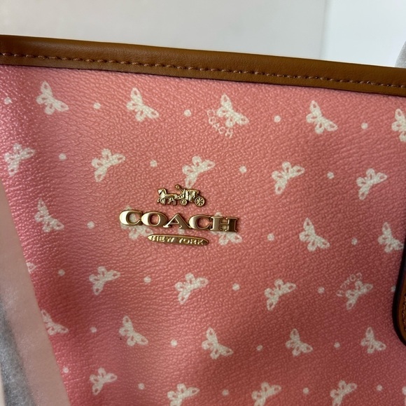 Coach NWT Large Pink Butterfly Print Tote - Picture 12 of 14